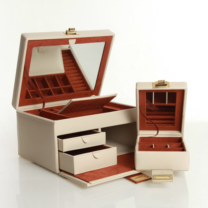 Personalised Classic Ivory Leather Jewellery Box