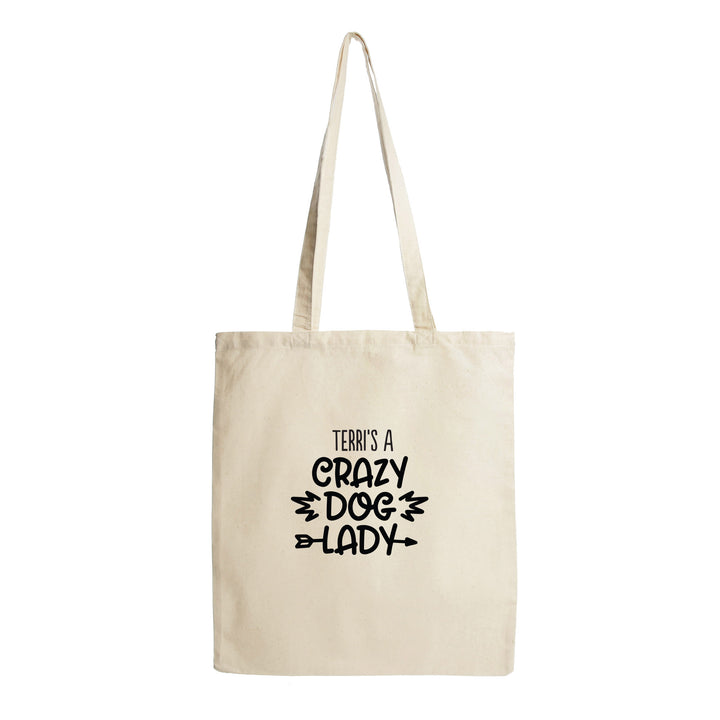 Personalised Crazy Dog Lady Calico Tote Bag