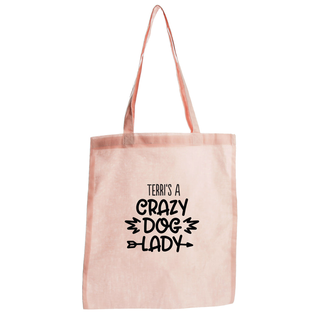 Personalised Crazy Dog Lady Calico Tote Bag