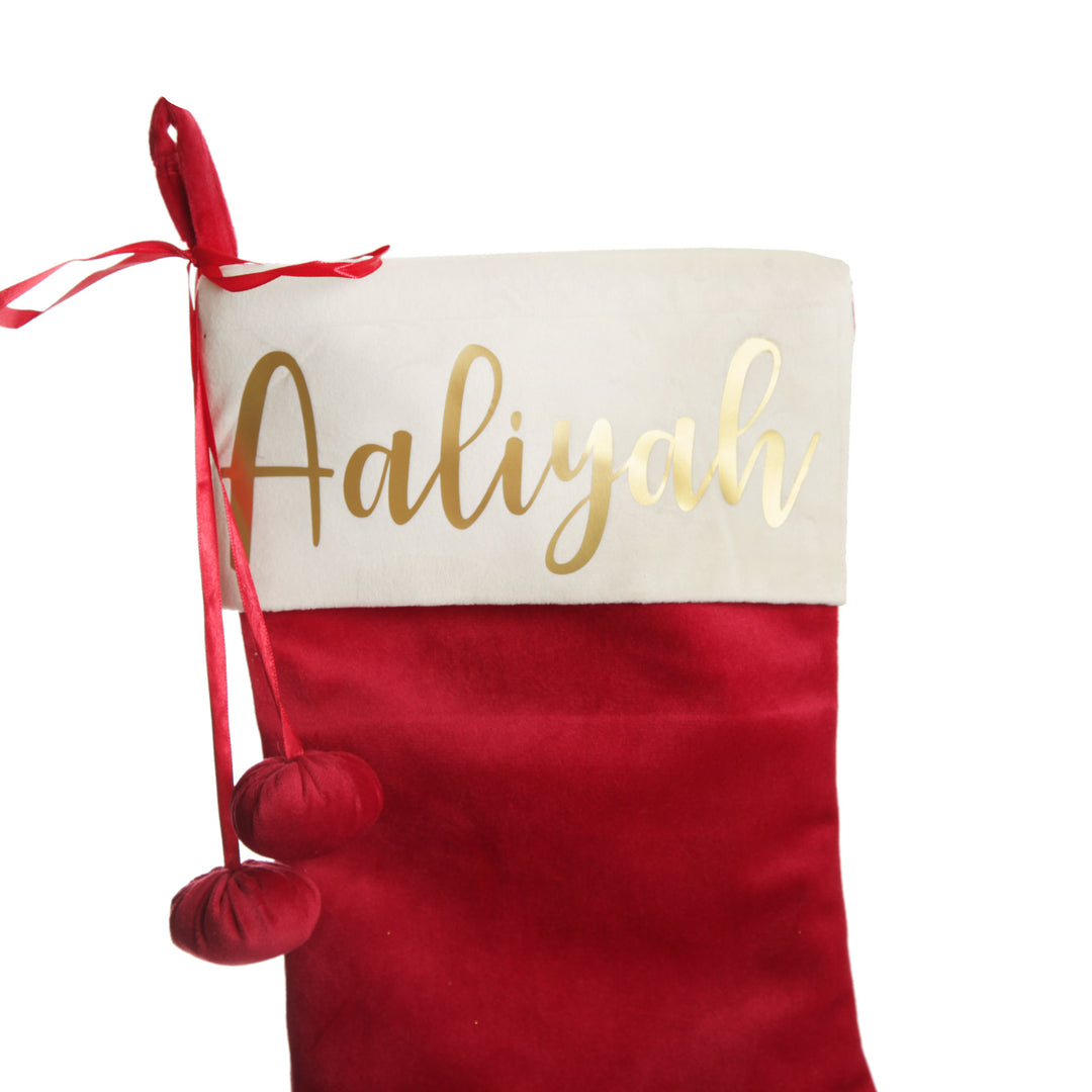 Personalised Dark Red Velvet Christmas Stocking