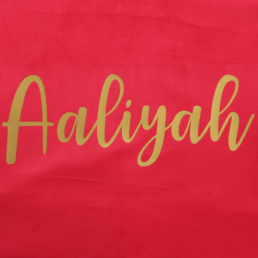 Personalised Dark Red Velvet Santa Sack - Style 2 in Gold