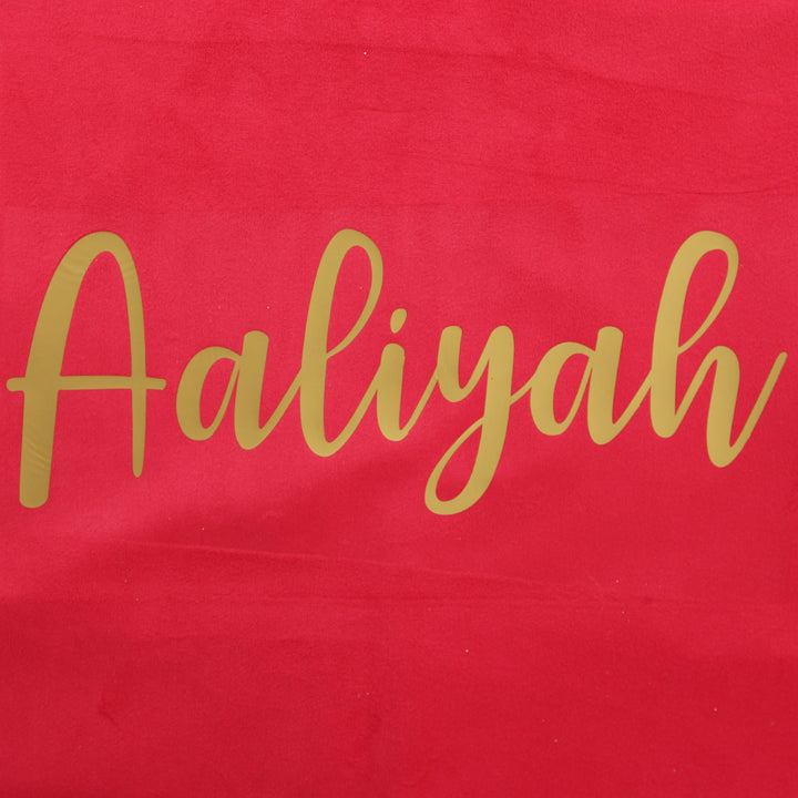 Personalised Dark Red Velvet Santa Sack - Style 2 in Gold