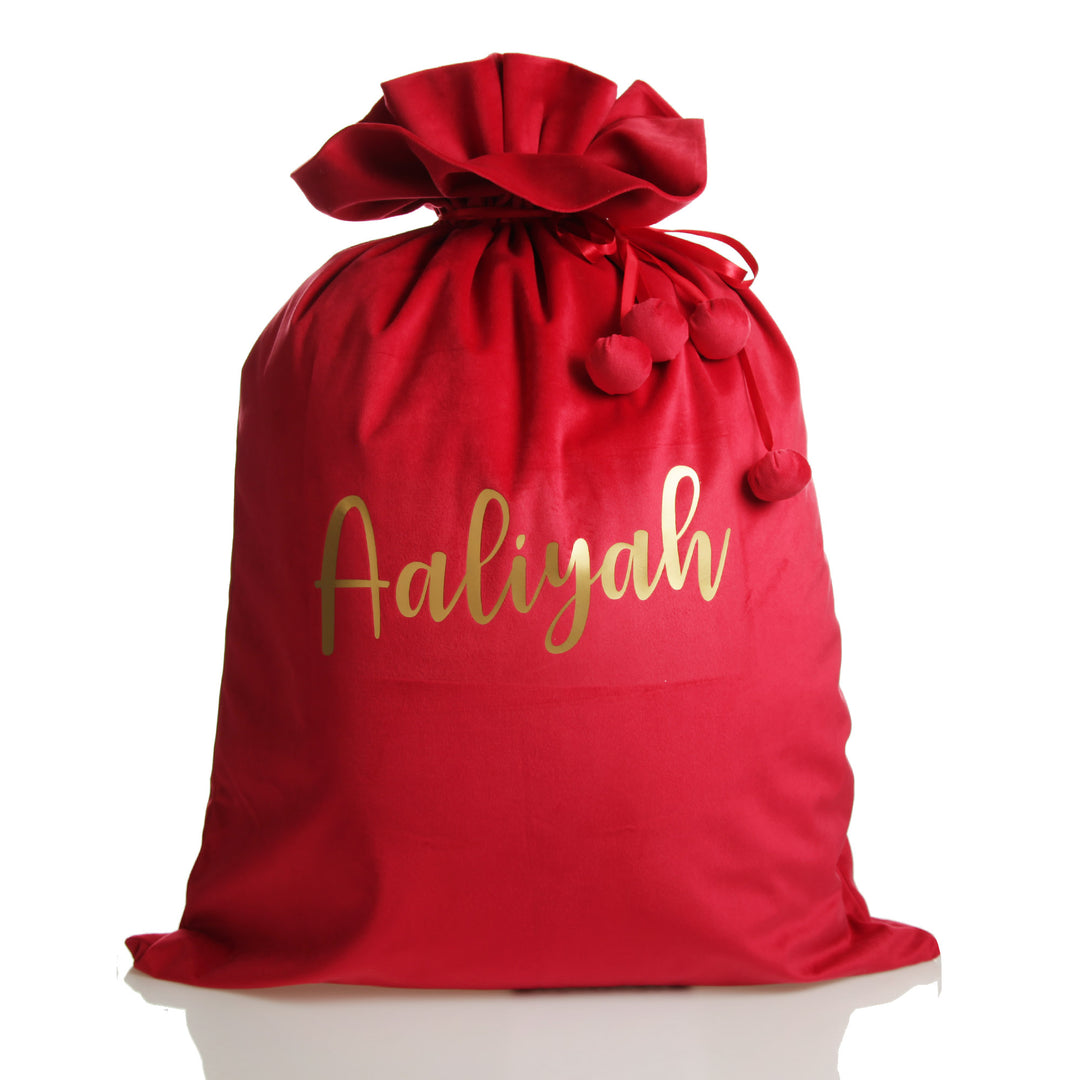 Personalised Dark Red Velvet Santa Sack