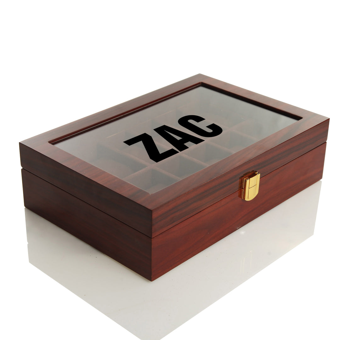 Personalised Deluxe Jarah Mens Watch Box - 12 Compartment 
