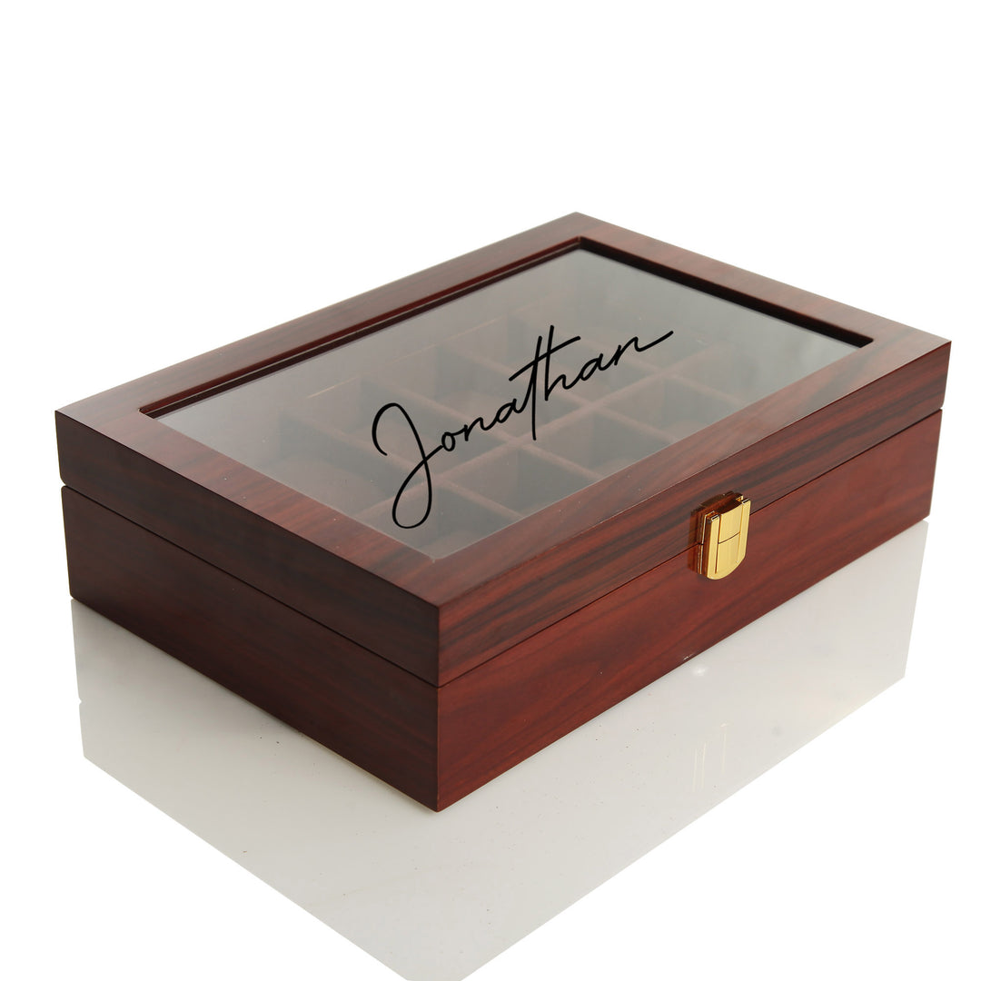 Personalised Deluxe Jarah Mens Watch Box - 12 Compartment 