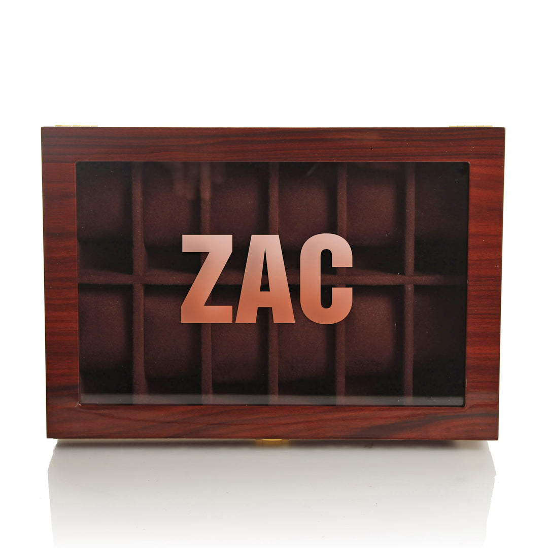 Personalised Deluxe Jarah Mens Watch Box - 12 Compartment 