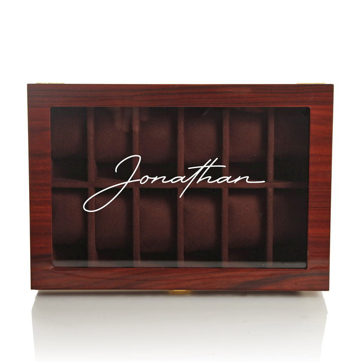 Personalised Deluxe Jarah Mens Watch Box - 12 Compartment 