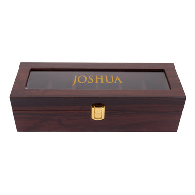 Personalised Deluxe Jarrah Watch Box - 6 Compartment