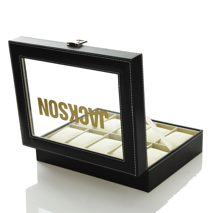 Personalised Deluxe Mens Watch Box - 10 Compartment