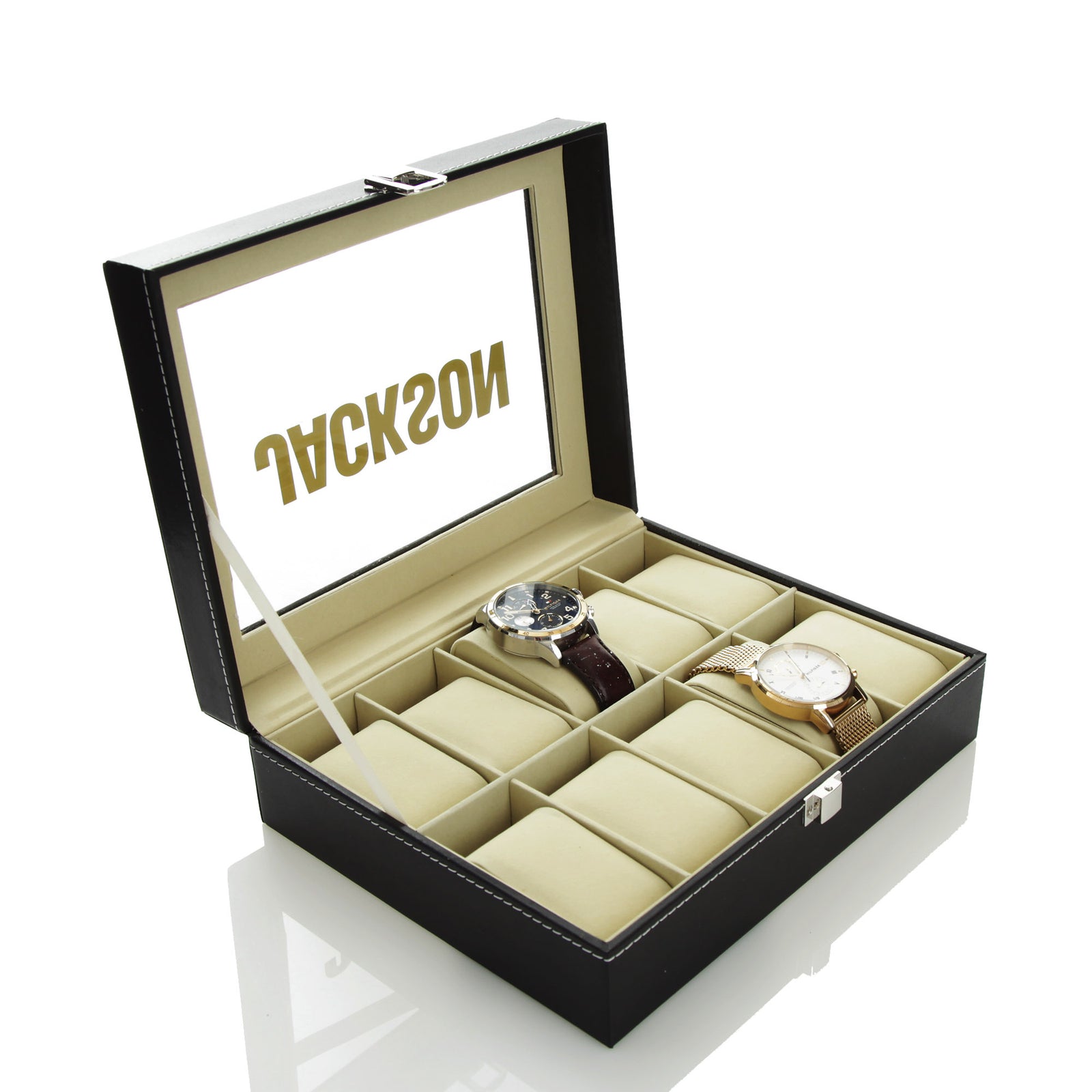 Personalised Deluxe Mens Watch Box - 10 Compartment