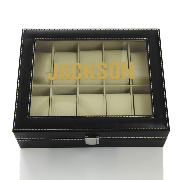 Personalised Deluxe Mens Watch Box - 10 Compartment