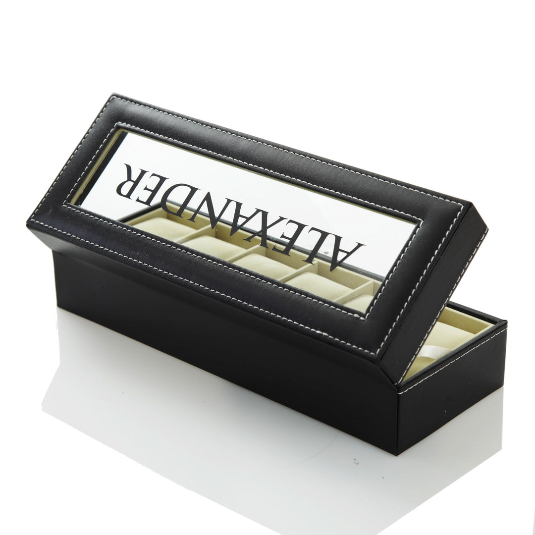 Personalised Deluxe Mens Watch Box - 6 Compartment