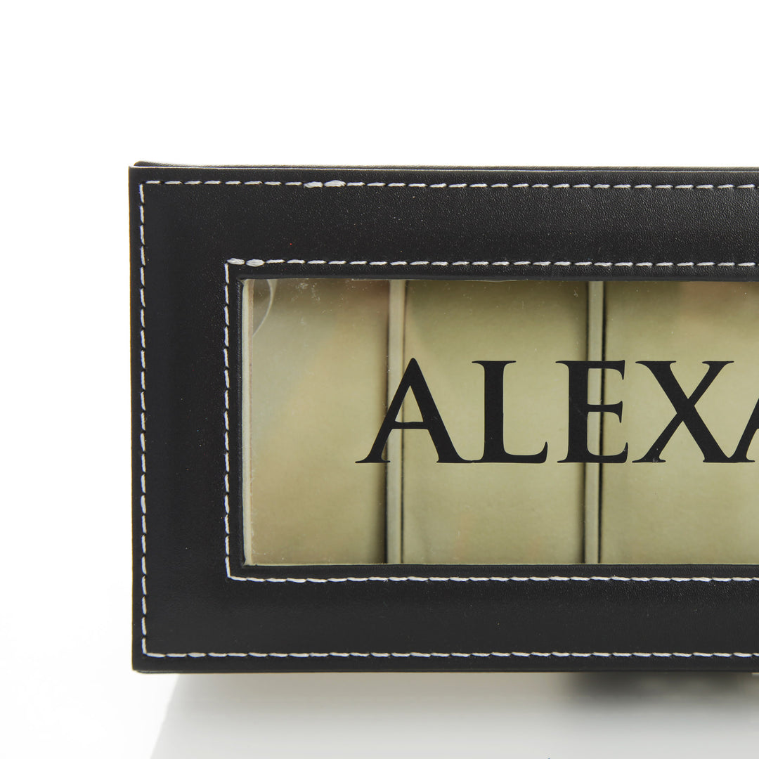 Personalised Deluxe Mens Watch Box - 6 Compartment