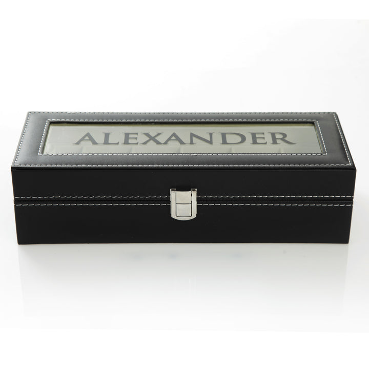Personalised Deluxe Mens Watch Box - 6 Compartment