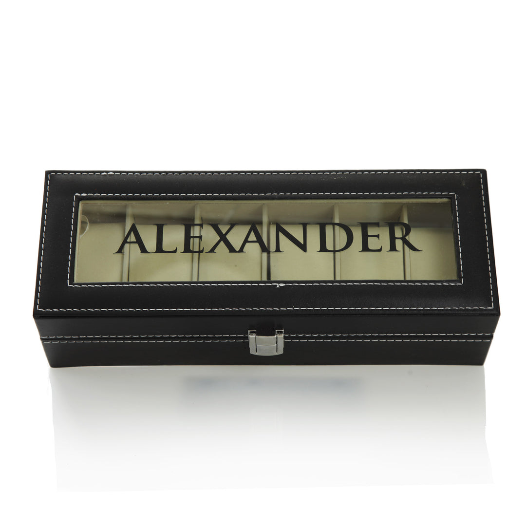 Personalised Deluxe Mens Watch Box - 6 Compartment