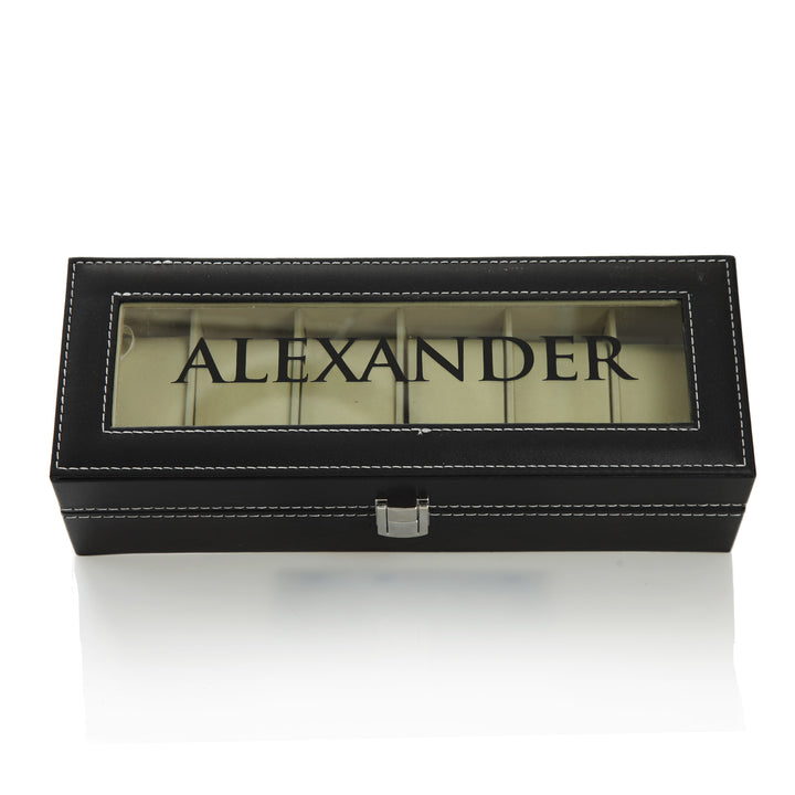 Personalised Deluxe Mens Watch Box - 6 Compartment