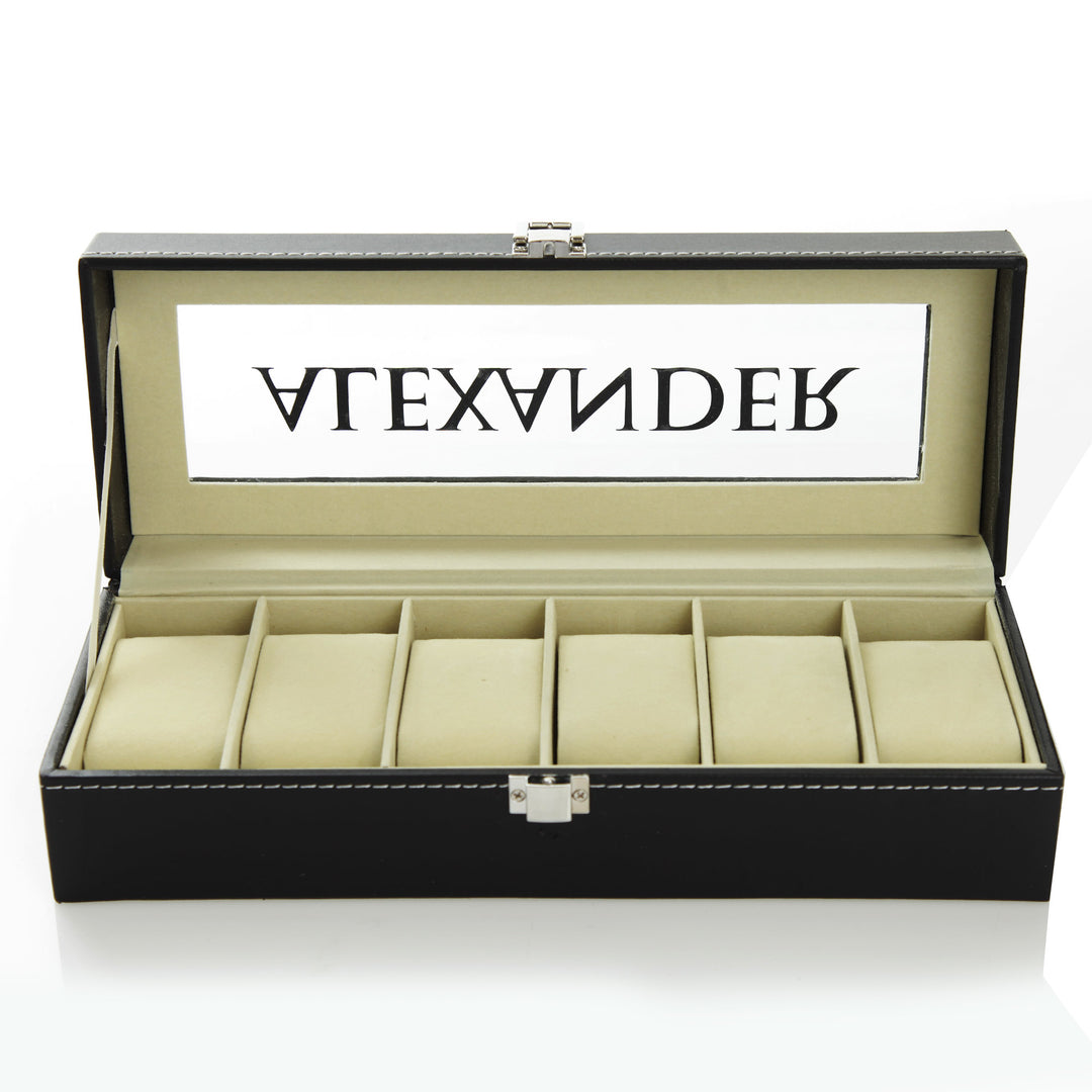 Personalised Deluxe Mens Watch Box - 6 Compartment