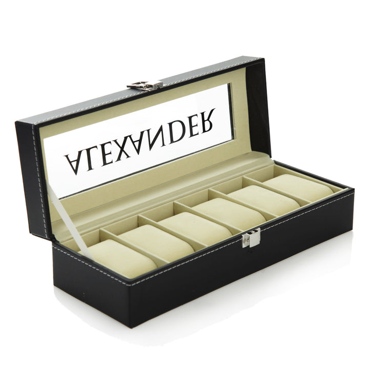 Personalised Deluxe Mens Watch Box - 6 Compartment