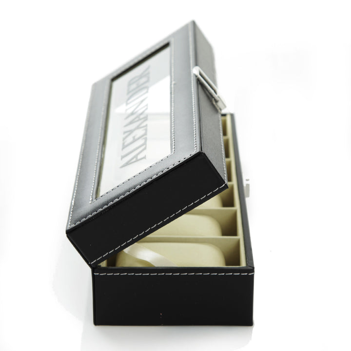 Personalised Deluxe Mens Watch Box - 6 Compartment