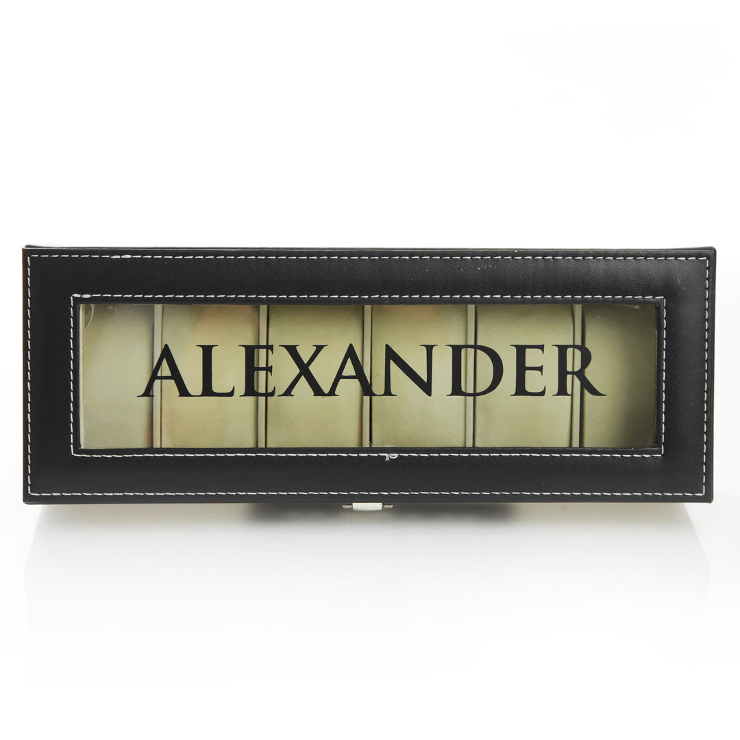 Personalised Deluxe Mens Watch Box - 6 Compartment