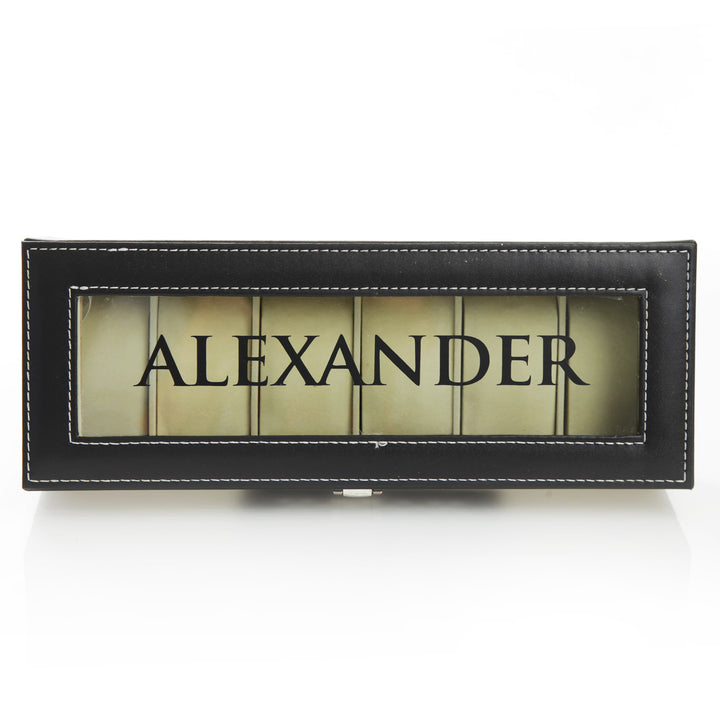 Personalised Deluxe Mens Watch Box - 6 Compartment