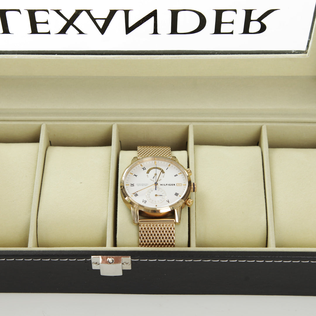 Personalised Deluxe Mens Watch Box - 6 Compartment
