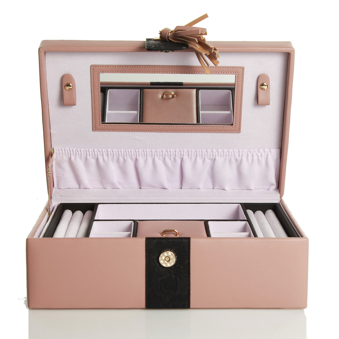Personalised Deluxe Nude Leather Jewellery Box