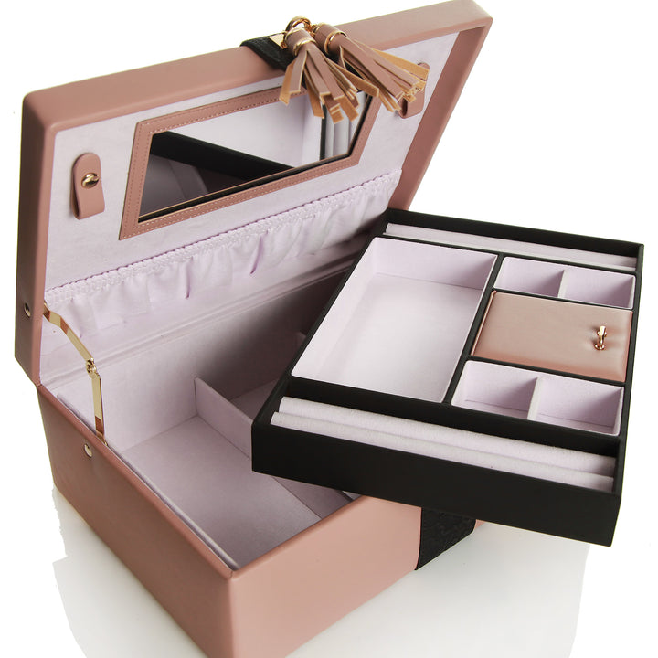 Personalised Deluxe Nude Leather Jewellery Box