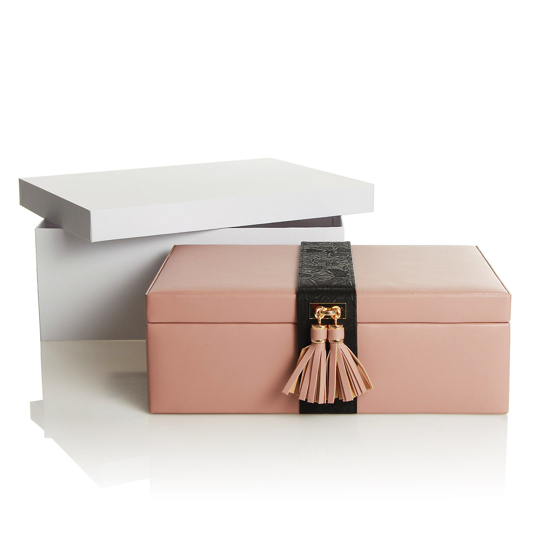 Personalised Deluxe Nude Leather Jewellery Box