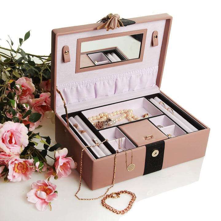 Personalised Deluxe Nude Leather Jewellery Box