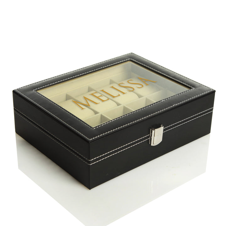 Personalised Deluxe Mens Watch Box - 10 Compartment