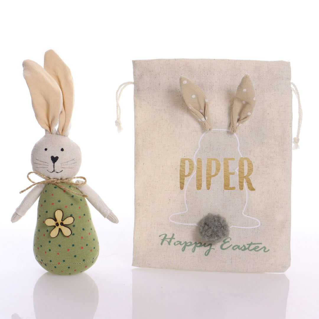 Personalised Draw String Easter Bag and Jess Rabbit Gift Pack
