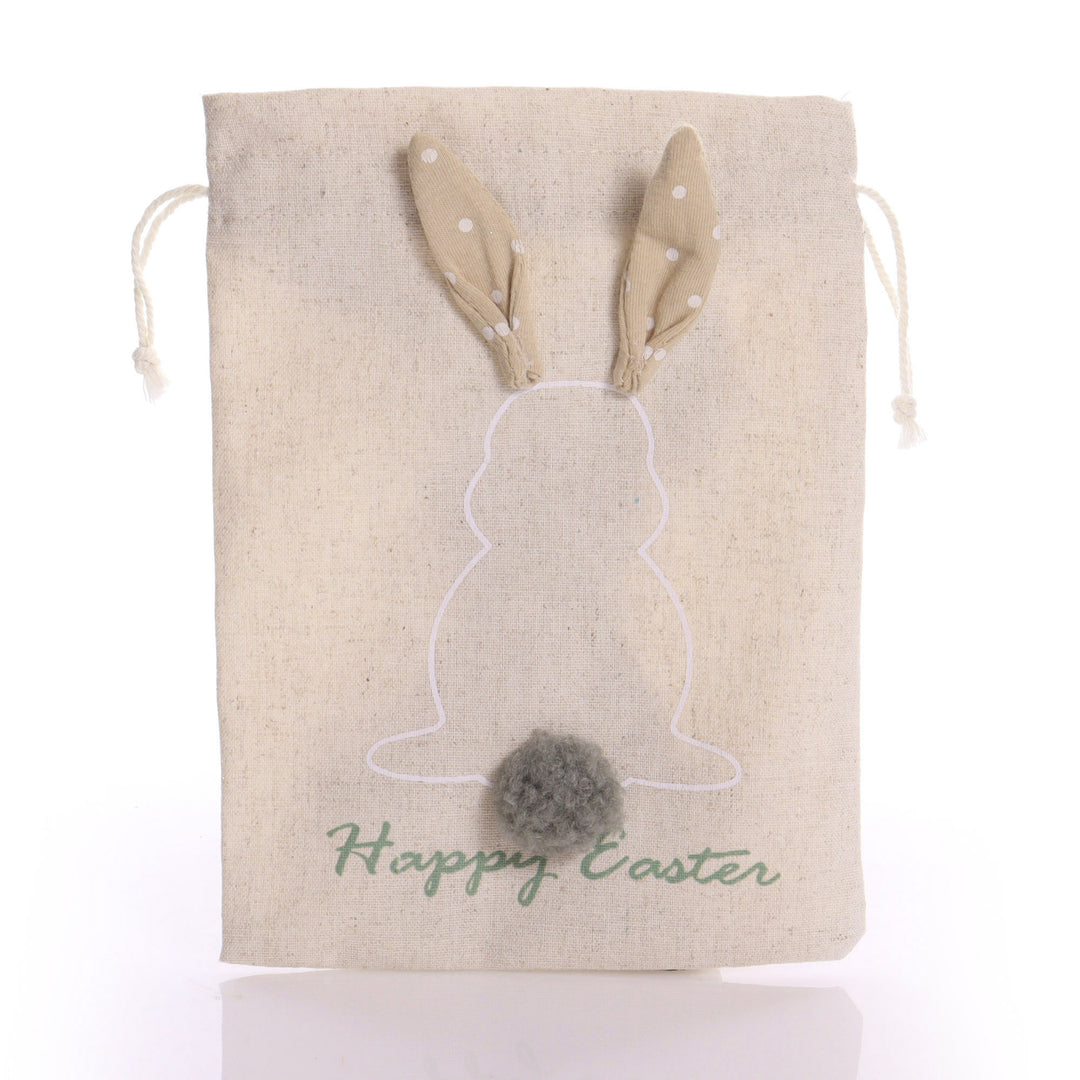 Draw String Easter Bag - Natural and Peach