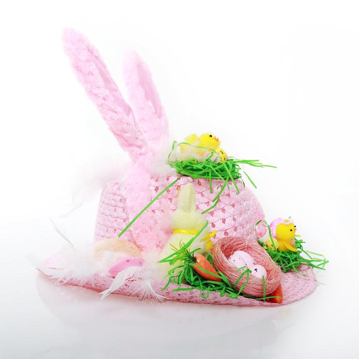 Handmade Easter Hat with Ears and Feathers