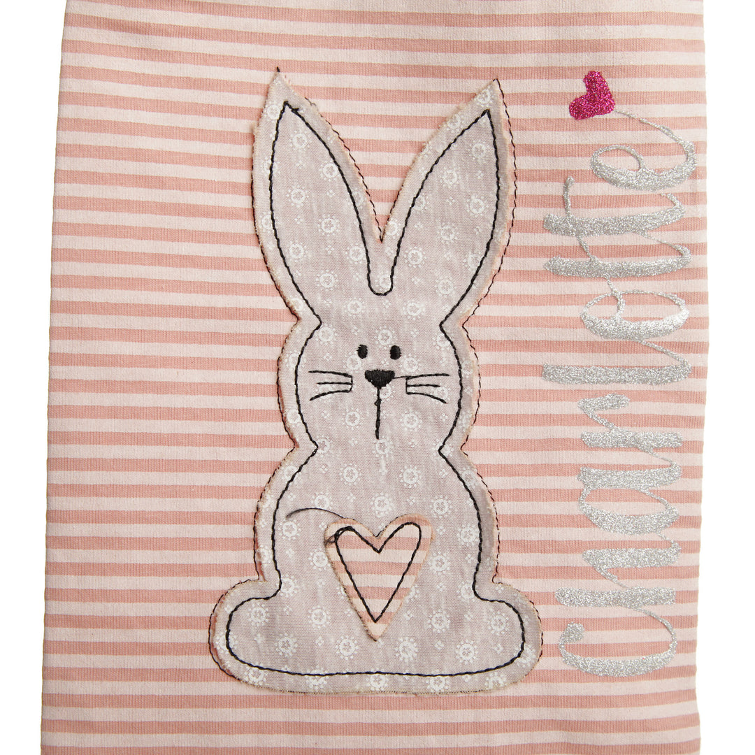 Personalised Easter Pink Striped Bag with Bunny Design