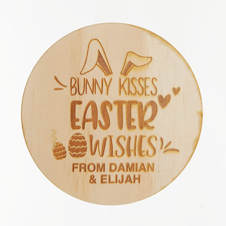 Personalised Easter Treat Jar with Wooden Lid - Bunny Kisses
