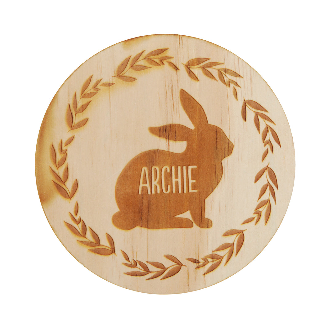 Personalised Easter Treat Jar with Wooden Lid - Bunny Wreath