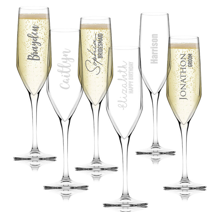 Personalised Etched Champagne Flute Glass