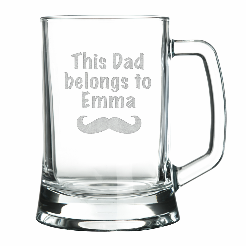Personalised This Dad Belongs To Tankard Glass Stein
