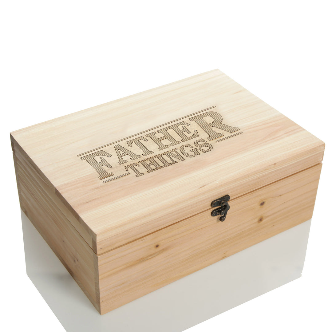 Personalised Fathers Day Natural Wood Keepsake Box - Father Things