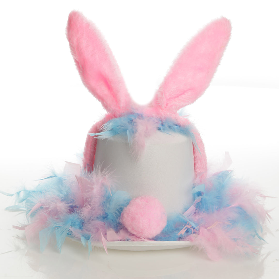 Personalised Easter Pink and Blue Feather Bunny Top Hat