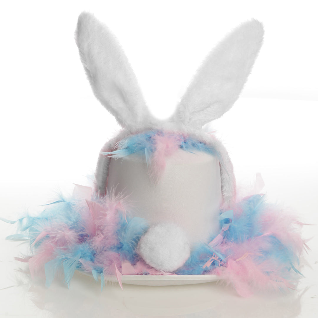 Personalised Easter Pink and Blue Feather Bunny Top Hat
