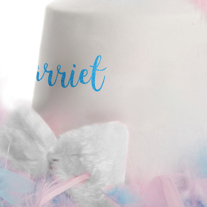 Personalised Easter Pink and Blue Feather Bunny Top Hat