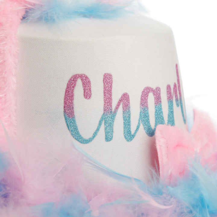 Personalised Easter Pink and Blue Feather Bunny Top Hat