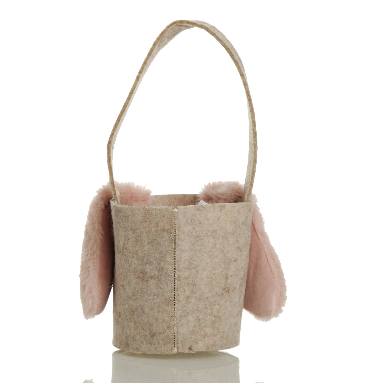Personalised Felt Treat Basket with Pink Fluffy Bunny Ears