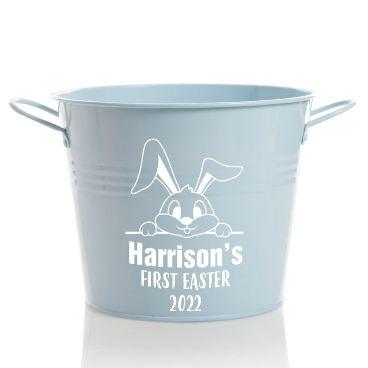Personalised First Easter Hamper Bucket - Peeking Bunny