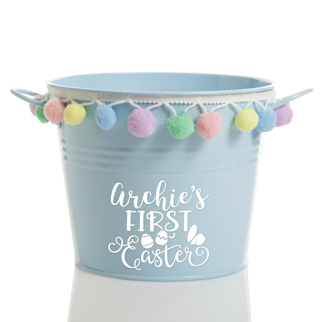 Personalised First Easter Hamper Bucket - Ears and Eggs