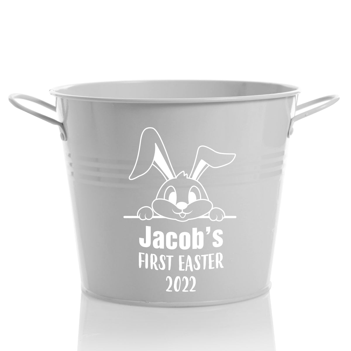 Personalised First Easter Hamper Bucket - Peeking Bunny