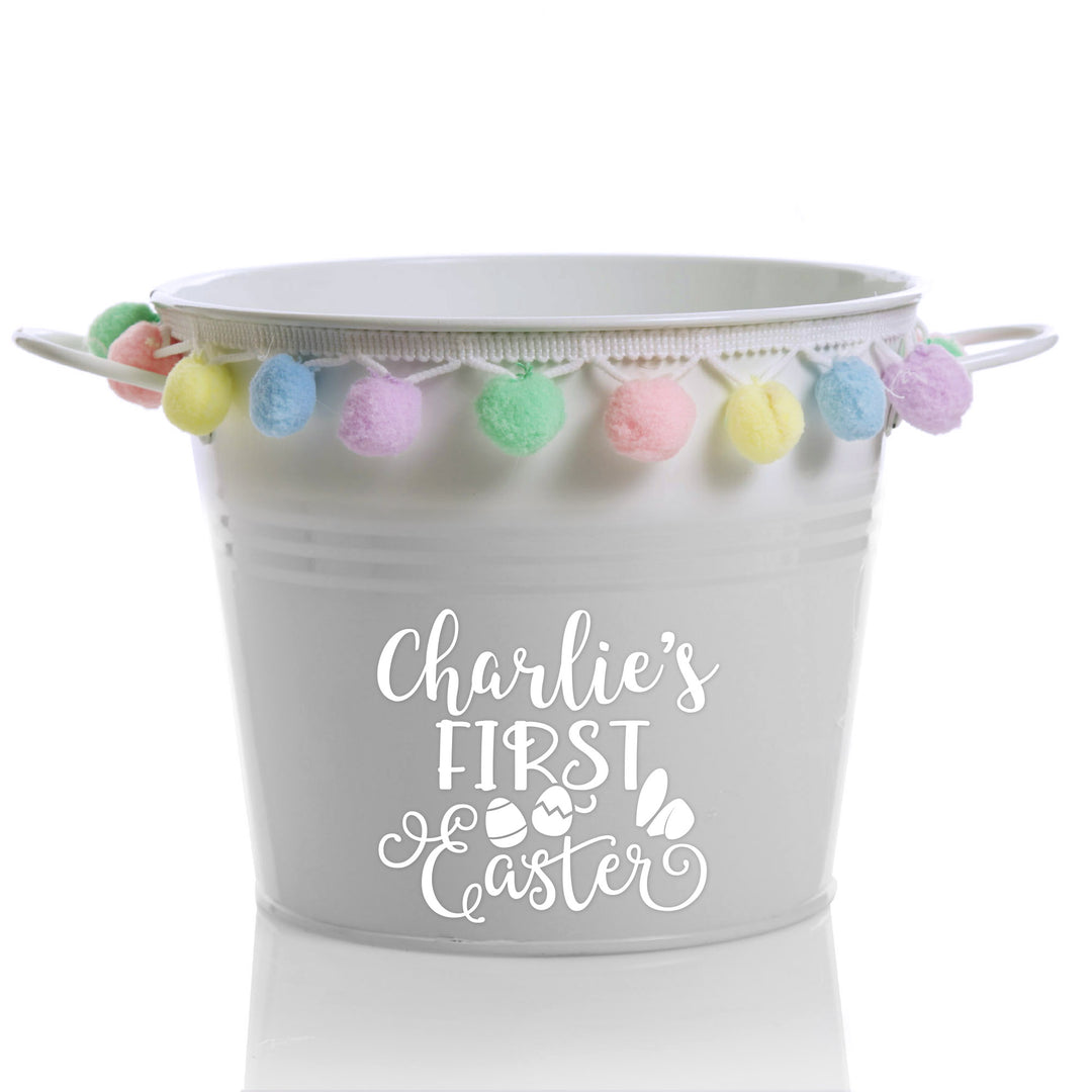 Personalised First Easter Hamper Bucket - Ears and Eggs