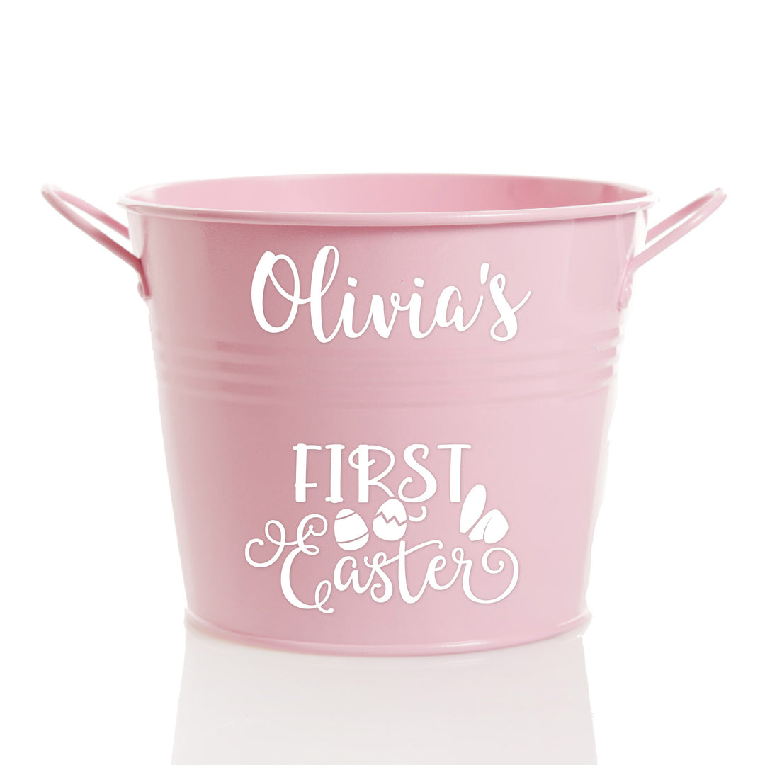 Personalised First Easter Hamper Bucket - Ears and Eggs